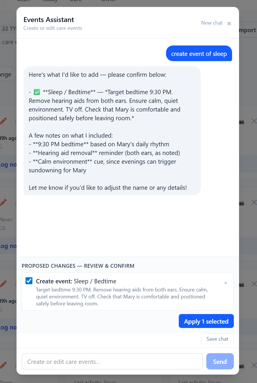 AI suggestion checklist showing proposed changes before applying
